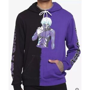 Hot Topic Tokyo Ghoul Purple and Black Split Hoodie - Size XS